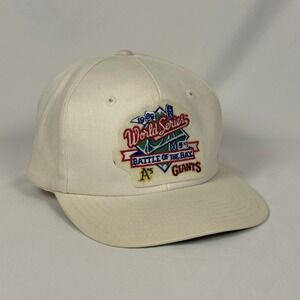 Vintage 1989 World Series Snapback Hat White Battle of the Bay Twins Ent MLB Cap